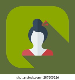 Flat modern design with shadow icon silhouette girl creative hairstyle
