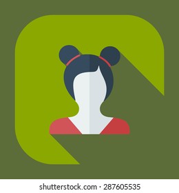 Flat modern design with shadow icon silhouette girl creative hairstyle