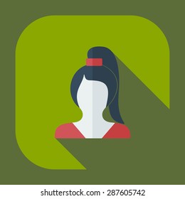 Flat modern design with shadow icon silhouette girl creative hairstyle