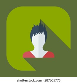 Flat modern design with shadow icon silhouette girl creative hairstyle