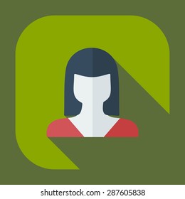 Flat modern design with shadow icon silhouette girl creative hairstyle