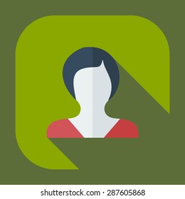 Flat modern design with shadow icon silhouette girl creative hairstyle
