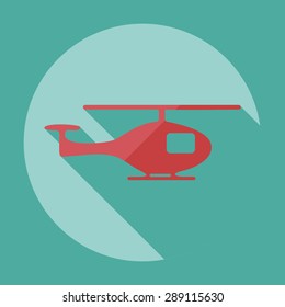 Flat modern design with shadow icon helicopter