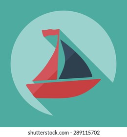 Flat modern design with shadow icon sailing ship