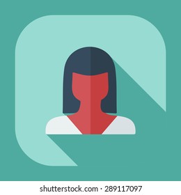 Flat modern design with shadow icon silhouette girl creative hairstyle