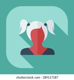 Flat modern design with shadow icon silhouette girl creative hairstyle