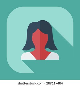 Flat modern design with shadow icon silhouette girl creative hairstyle