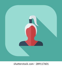Flat modern design with shadow icon silhouette girl creative hairstyle
