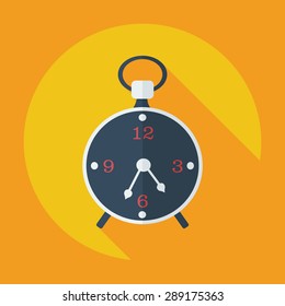 Flat modern design with shadow icon old alarm clock