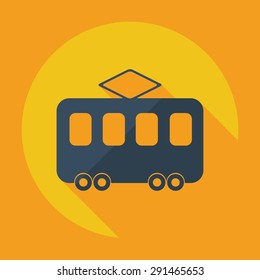 Flat modern design with shadow icon tram