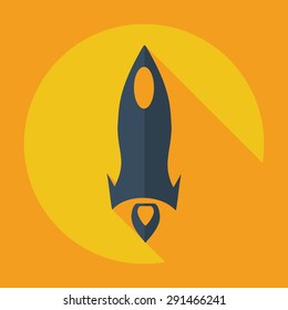 Flat modern design with shadow icon rocket
