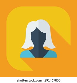 Flat modern design with shadow icon silhouette girl creative hairstyle