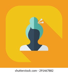 Flat modern design with shadow icon silhouette girl creative hairstyle