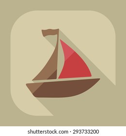Flat modern design with shadow icon sailing ship