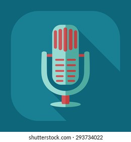 Flat modern design with shadow icon microphone