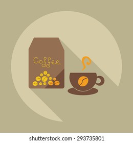 Flat modern design with shadow icon coffee
