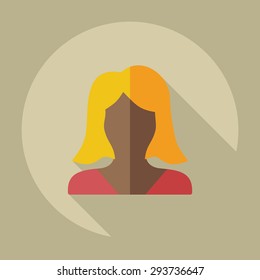 Flat modern design with shadow icon silhouette girl creative hairstyle