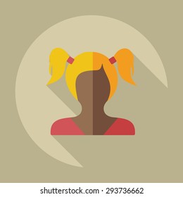 Flat modern design with shadow icon silhouette girl creative hairstyle