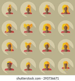 Flat modern design with shadow icon silhouette girl creative hairstyle