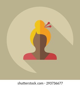 Flat modern design with shadow icon silhouette girl creative hairstyle