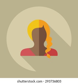 Flat modern design with shadow icon silhouette girl creative hairstyle