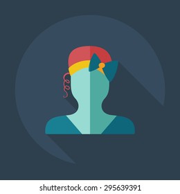 Flat modern design with shadow icon silhouette girl creative hairstyle