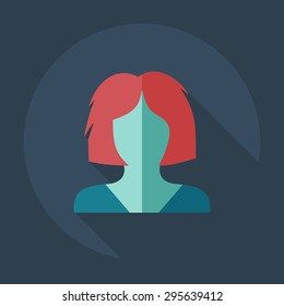 Flat modern design with shadow icon silhouette girl creative hairstyle