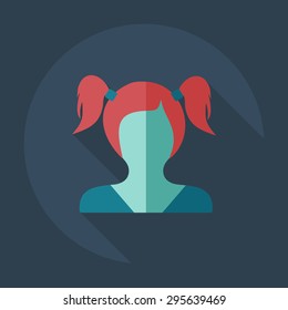 Flat modern design with shadow icon silhouette girl creative hairstyle