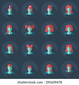 Flat modern design with shadow icon silhouette girl creative hairstyle