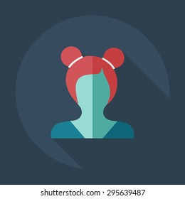 Flat modern design with shadow icon silhouette girl creative hairstyle
