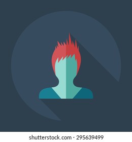 Flat modern design with shadow icon silhouette girl creative hairstyle