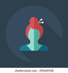 Flat modern design with shadow icon silhouette girl creative hairstyle