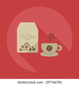 Flat modern design with shadow icon coffee