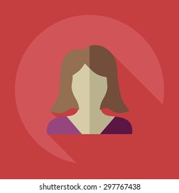 Flat modern design with shadow icon silhouette girl creative hairstyle