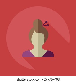 Flat modern design with shadow icon silhouette girl creative hairstyle