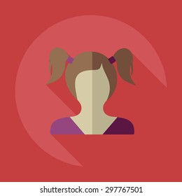 Flat modern design with shadow icon silhouette girl creative hairstyle