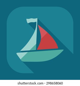Flat modern design with shadow icon sailing ship