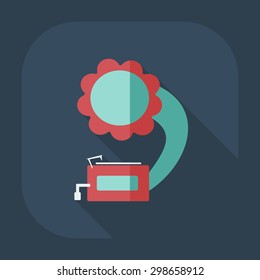 Flat modern design with shadow icon gramophone