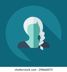 Flat modern design with shadow icon silhouette girl creative hairstyle