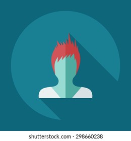 Flat modern design with shadow icon silhouette girl creative hairstyle