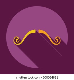 Flat modern design with shadow icon mustache