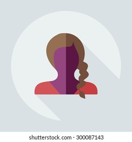 Flat modern design with shadow icon silhouette girl creative hairstyle
