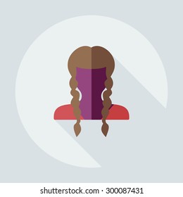 Flat modern design with shadow icon silhouette girl creative hairstyle