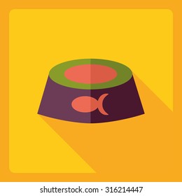 Flat modern design with shadow  Icon cat bowl