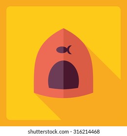 Flat modern design with shadow  Icon cat house