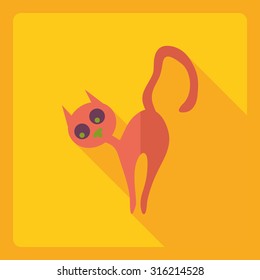 Flat modern design with shadow  Icon cat