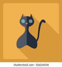 Flat modern design with shadow  Icon cat