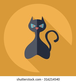 Flat modern design with shadow  Icon cat