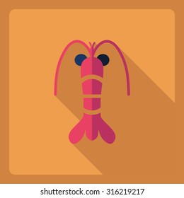Flat modern design with shadow  Icon shrimp