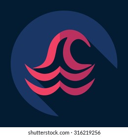 Flat modern design with shadow  Icon wave